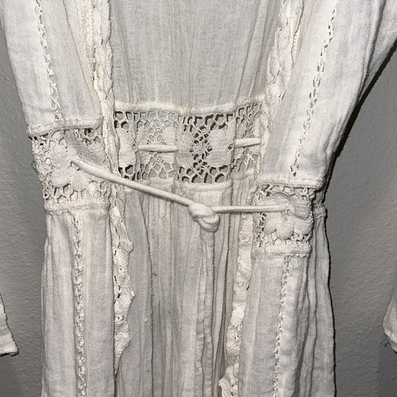 JEN’S PIRATE BOOTY white cotton crochet boho duster beach coverup maxi dress M/L - Picture 6 of 12